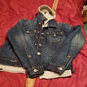 Men true religion hooded jeans jacket